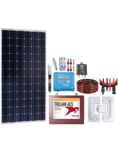 Kit solaire pour camping car 175 W 12 V avec batterie Trojan et coupleur de batterie