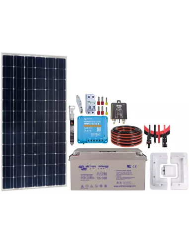 Kit solaire pour camping car 175 W 12 V avec batterie Victron et coupleur de batterie