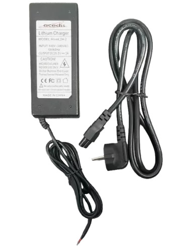Chargeur de batterie LiFePO4 ATOM L24-2A 24 V 2 A (Câbles)