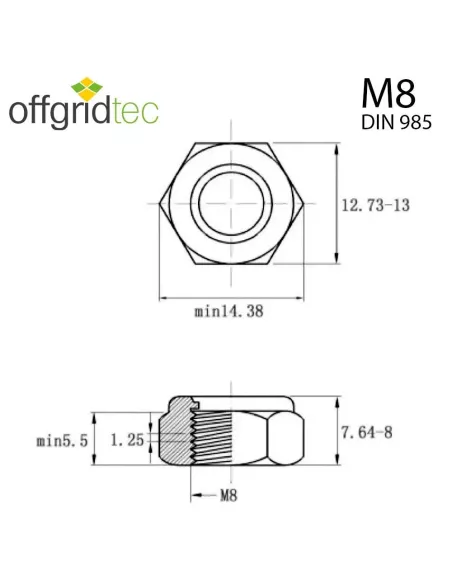 Écrous autobloquants M8 Offgridtec