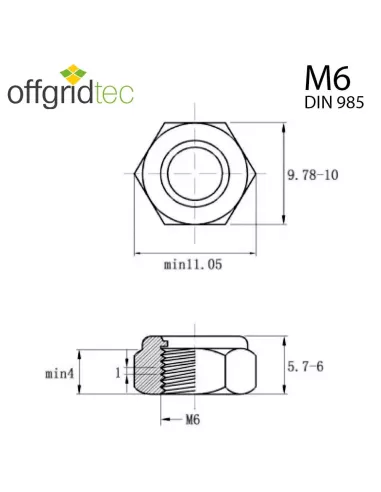 Écrou autobloquant M6 Offgridtec