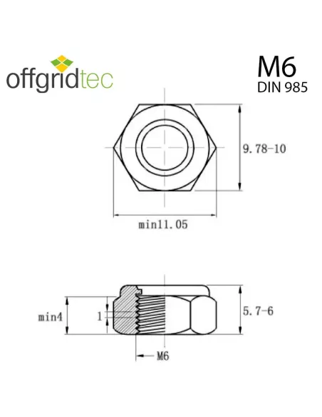 Écrou autobloquant M6 Offgridtec