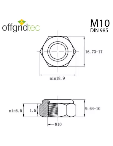 Écrou autobloquant M10 Offgridtec