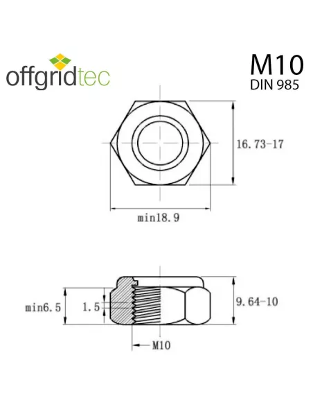 Écrou autobloquant M10 Offgridtec