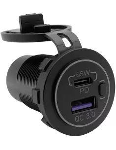 Adaptateur de charge rapide pour voiture avec double prise USB-A + USB-C 2