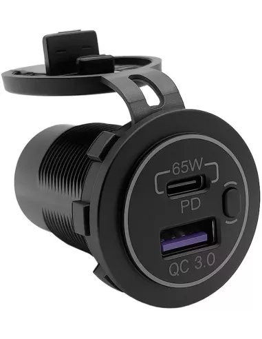 Adaptateur de charge rapide pour voiture avec double prise USB-A + USB-C