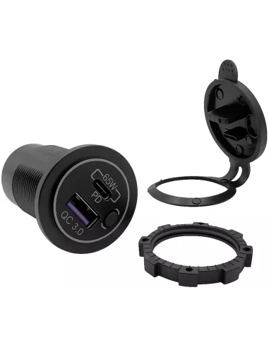 Adaptateur de charge rapide pour voiture avec double prise USB-A + USB-C