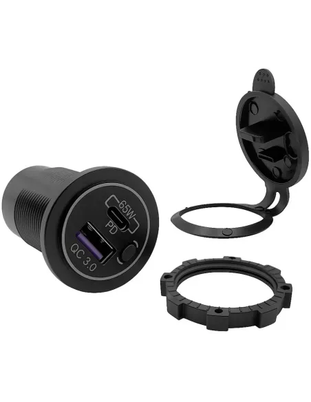 Adaptateur de charge rapide pour voiture avec double prise USB-A + USB-C