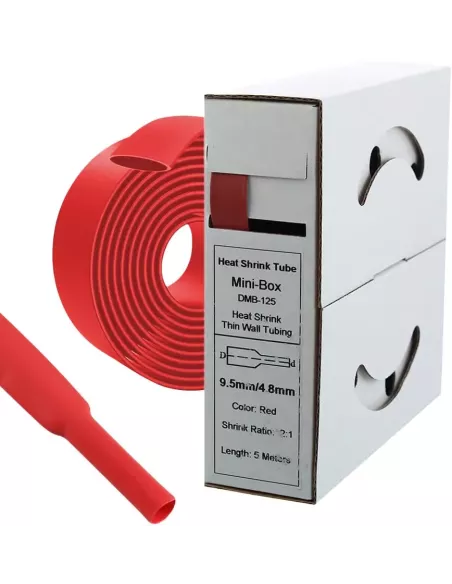 5 mètres de gaines thermo rétractable Rouge Diamètre 9 mm