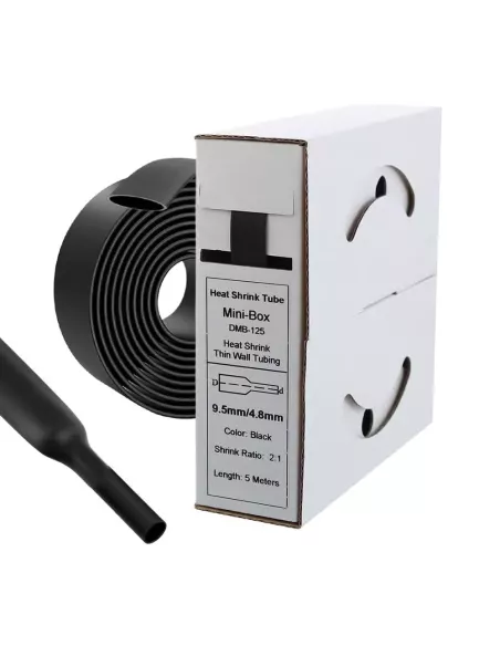 5 mètres de gaines thermo rétractables Noires Diamètre 9.5 mm