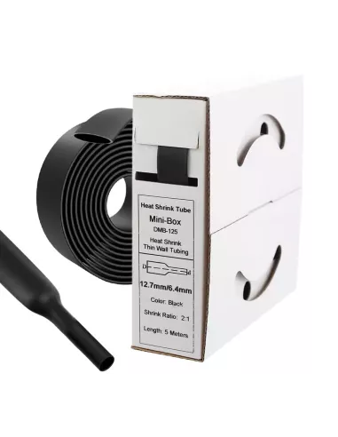 5 mètres de gaines thermo rétractables Noires Diamètre 12.7 mm