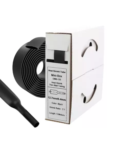 5 mètres de gaines thermo rétractables Noires Diamètre 12.7 mm