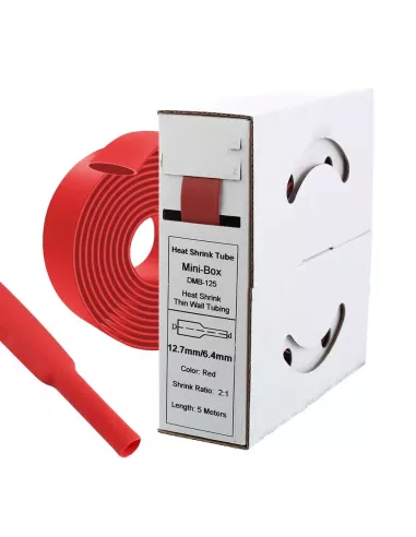 5 mètres de gaines thermo rétractables Rouges Diamètre 12.7 mm