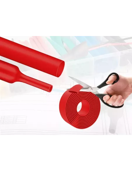 5 mètres de gaines thermo rétractables Rouges Diamètre 12.7 mm