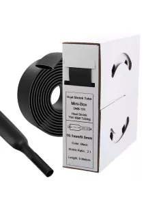 5 mètres de gaines thermo rétractables Noires Diamètre 19.1 mm