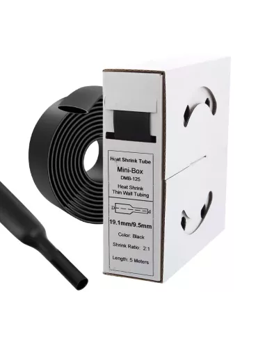 5 mètres de gaines thermo rétractables Noires Diamètre 19.1 mm