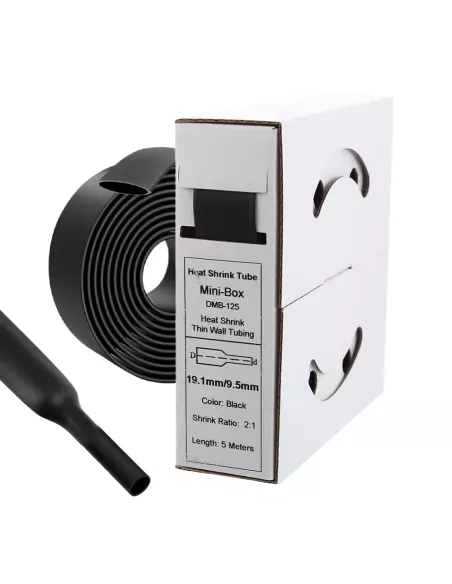 5 mètres de gaines thermo rétractables Noires Diamètre 19.1 mm