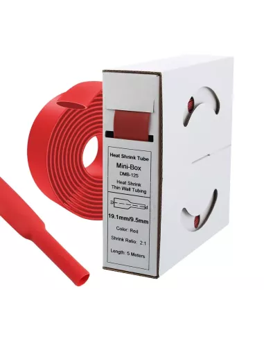 5 mètres de gaines thermo rétractable Rouge Diamètre 19.1 mm