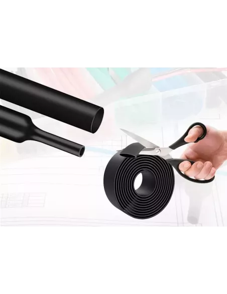 5 mètres de gaines thermo rétractables Noires Diamètre 25.4 mm