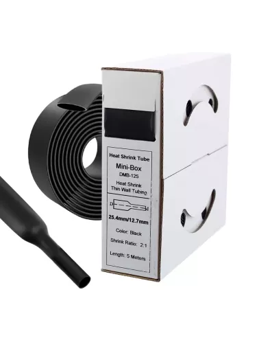 5 mètres de gaines thermo rétractables Noires Diamètre 25.4 mm