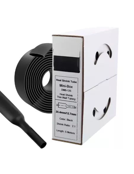 5 mètres de gaines thermo rétractables Noires Diamètre 25.4 mm