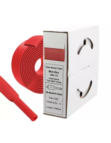 5 mètres de gaines thermo rétractable Rouge Diamètre 25.4 mm