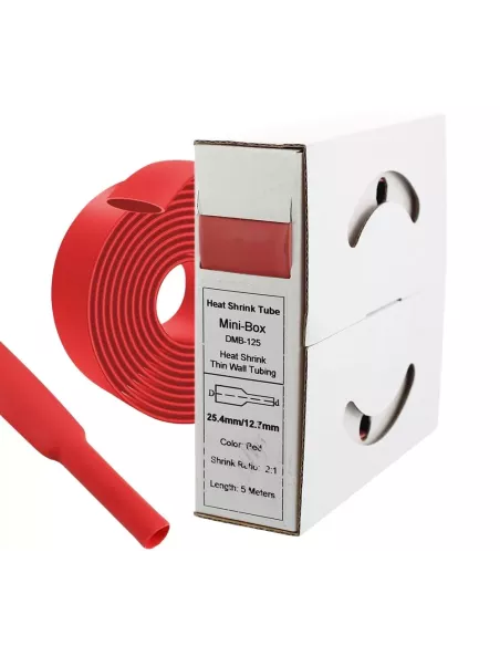 5 mètres de gaines thermo rétractable Rouge Diamètre 25.4 mm