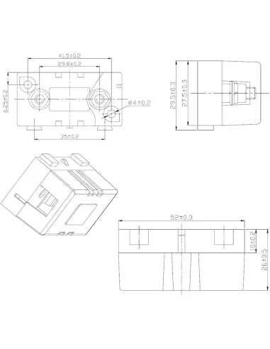 Dimensions du Porte fusible MIDI avec capot (58 V)