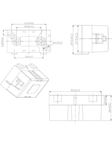 Dimensions du Porte fusible MIDI avec capot (58 V)