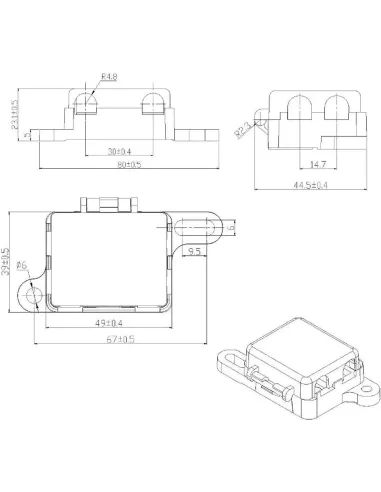 Double porte fusible MIDI avec capot (58 V)
