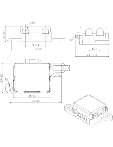 Double porte fusible MIDI avec capot (58 V)