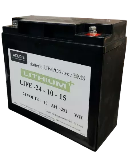 Batterie Lithium+ ACEDIS LIFE24-10-15 24 V 10 Ah avec BMS 15 A