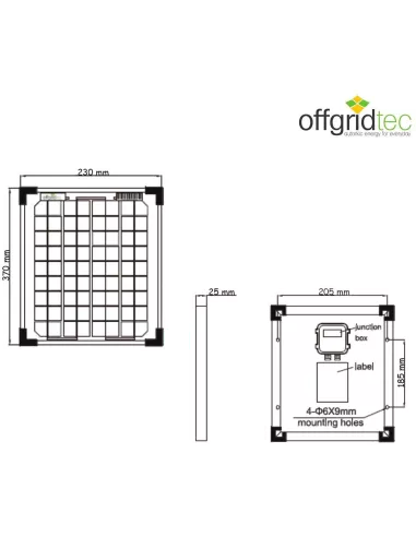Panneau solaire monocristallin 12 V 10 W Offgridtec