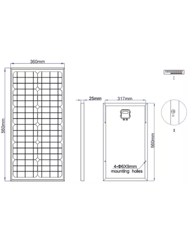 Panneau solaire monocristallin 12 V 30 W Offgridtec