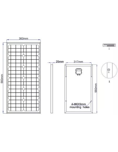 Panneau solaire monocristallin 12 V 30 W Offgridtec