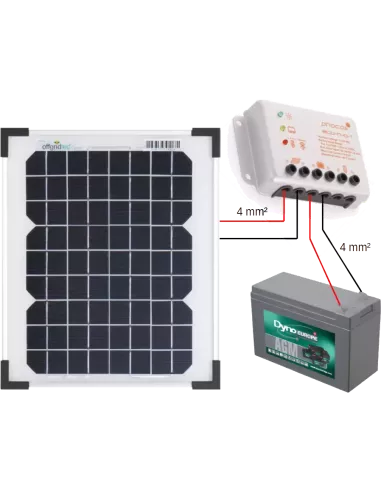 Kit solaire 10 W 12 V avec Régulateur solaire IP68 ( schéma)