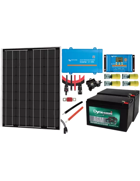 Kit solaire 50 W 24 V avec convertisseur 250 VA