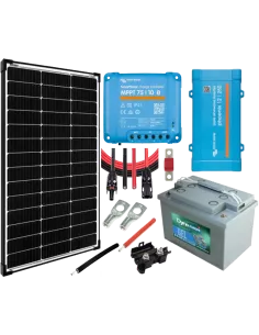 Kit solaire 100 W 12 V avec convertisseur 250 VA