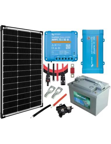Kit solaire 100 W 12 V avec convertisseur 250 VA