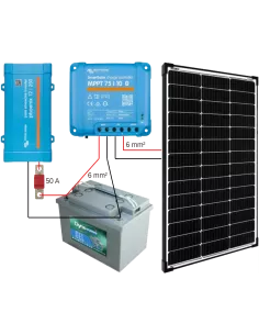 Kit solaire 100 W 12 V avec convertisseur 250 VA 2