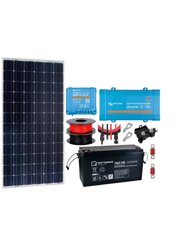 Kit solaire 215 W 12 V avec convertisseur 500 VA