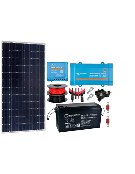 Kit solaire 215 W 12 V avec convertisseur 500 VA