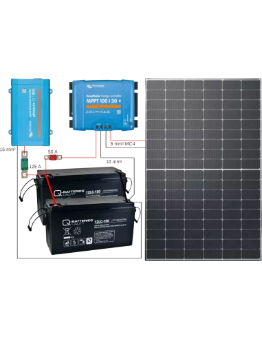 Montage Kit solaire 500 W 12 V avec convertisseur 800 VA