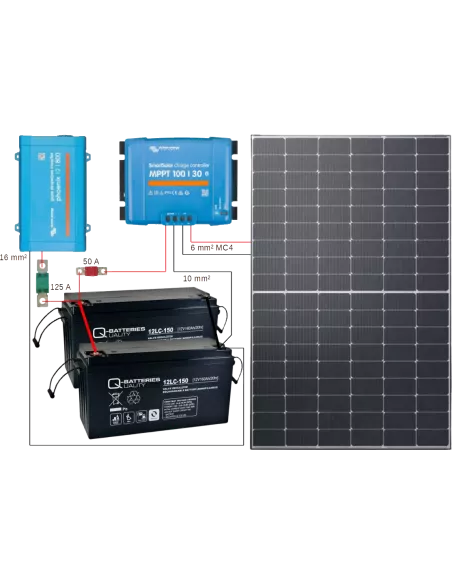 Montage Kit solaire 500 W 12 V avec convertisseur 800 VA