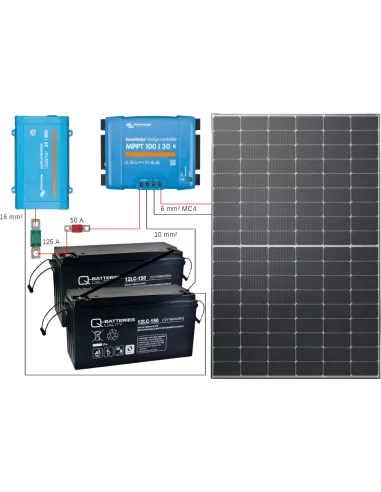 Montage Kit solaire 500 W 24 V avec convertisseur 800 VA