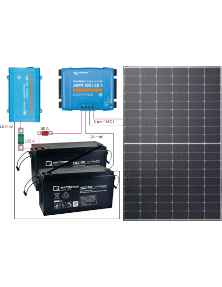 Montage Kit solaire 500 W 24 V avec convertisseur 800 VA
