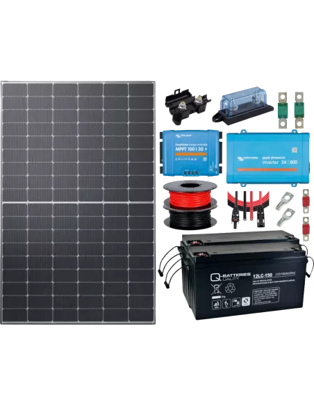 Kit solaire 500 W 24 V avec convertisseur 800 VA
