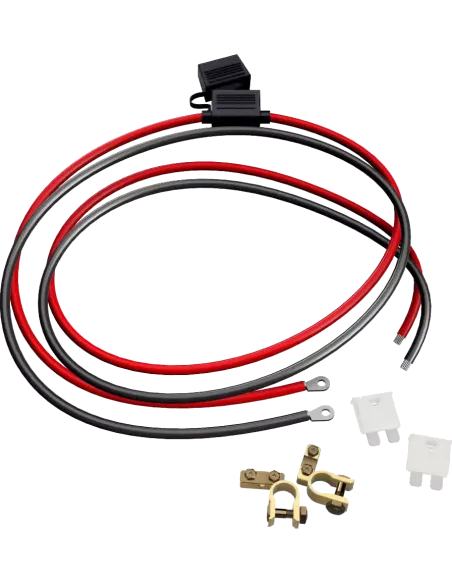 Câble de batterie avec fusible 25 A, cosse à œillet M8 et colliers de batterie