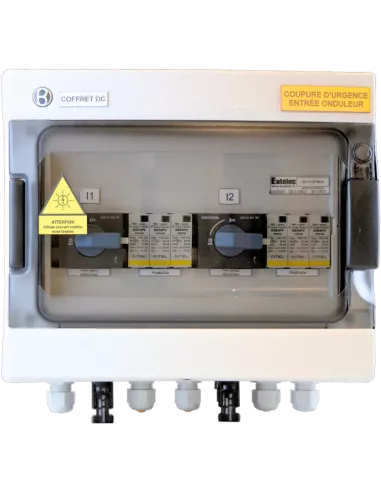 Coffret de protection DC 1000 V, 25 A, 2 champs