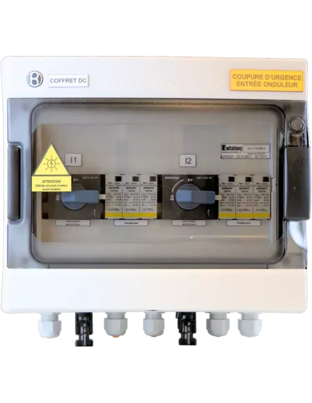 Coffret de protection DC 1000 V, 25 A, 2 champs